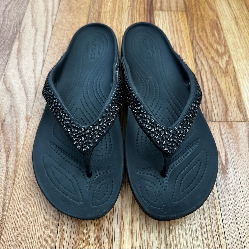 Crocs Kadee Embellished Flip Flop Black Women’s Size 11